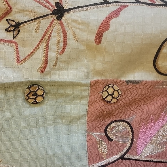 Alex Kim-Pink,bge,green jkt. with embroidered flowers and patchwork. Size M. NWT - Picture 7 of 12